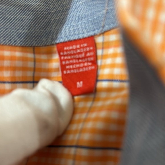 2/$30 IZOD Men’s Orange Plaid Shirt Sleeve Button down Shirt Size Medium - Picture 8 of 8